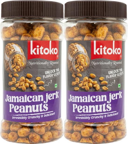 Kitoko Canned Jamaican Jerk Roasted Peanuts, Namkeen Flavoured Peanuts, Crunchy Peanuts