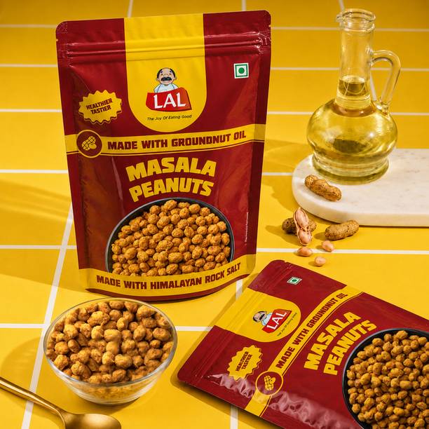 Lal Masala Peanuts 150g | Made with Groundnut Oil | Spicy & Crunchy Namkeen Snack Masala Peanuts