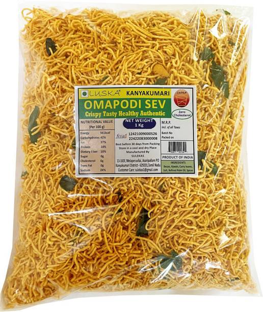 LUSKA Kanyakumari Crispy Omapodi Thin Sev Namkeen | South Indian Sev | Bhujiya Sev