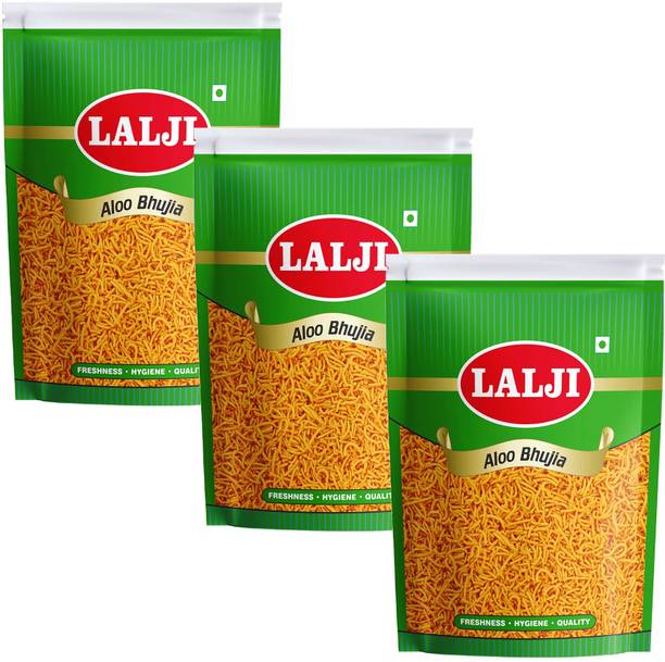 lalji Aloo Bhujia 1.2Kg (400Gm x 3) Bikaneri Namkeen Spicy and Crispy Healthy Snack