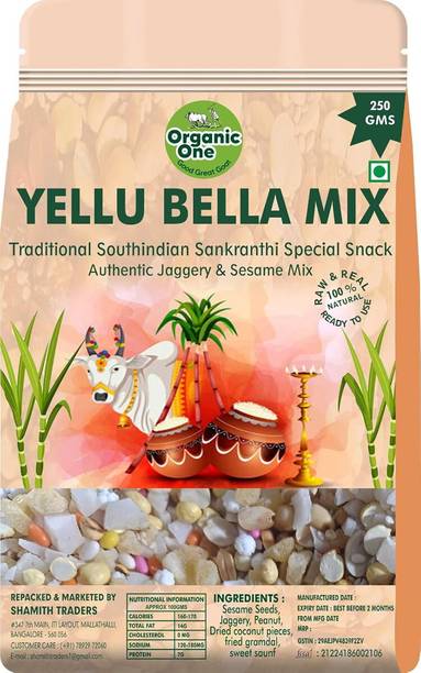 Organic One Yellu Bella Mix|South Indian |Sesame Seeds, Jaggery, Peanuts, & Coconut Sesame Seeds (Salted/Roasted)