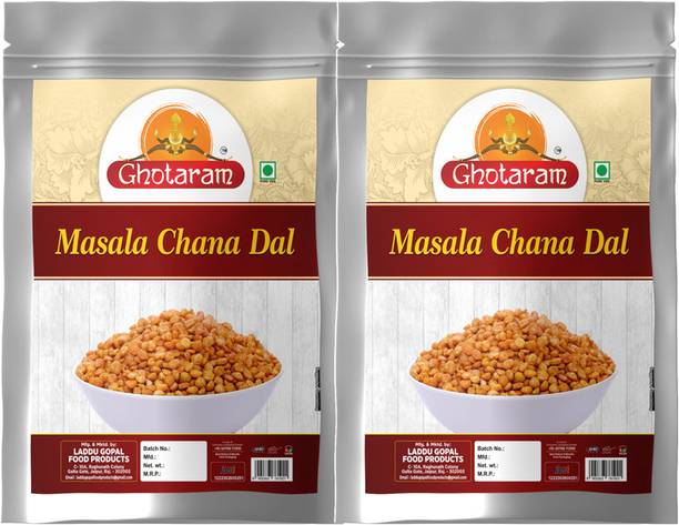GHOTARAM Organic Masala Chana Dal Namkeen Fried Split Chana Dal Namkeen Snack-350g*2Pack