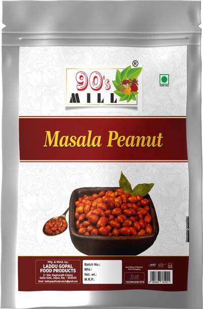 90's MILL Coated Mirch Masala Fried Masala Peanuts Crispy Crunchy Chatpata Nuts-250g*1Pack