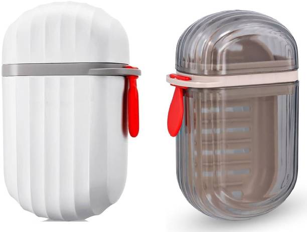 AARUBHAKTI ENTERPRISE Transparent And White Waterproof Portable Soap Dish Box for Travel(pack of 2)