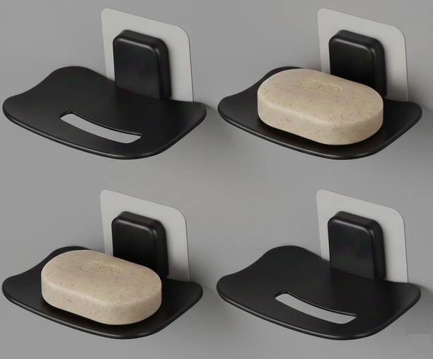 HK APPLIANCE 4 PCS Wall Mounted Hollow Design Waterproof Soap Stand With Adhesive Stickers