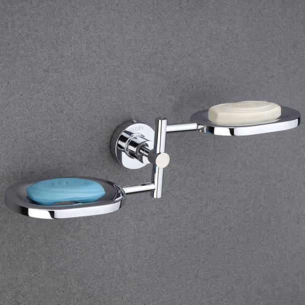 GLOXY Stainless Steel Wall Mount Double Soap Holder Rust Proof Soap Stand for Bathroom