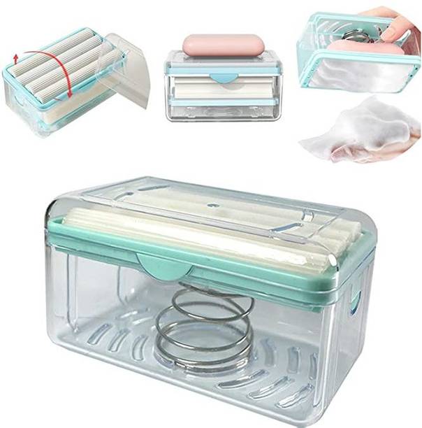 प्याराना Foam Soap Dispenser with Roller and Drain Holes 2 in 1 Soap Cleaning Foaming Box