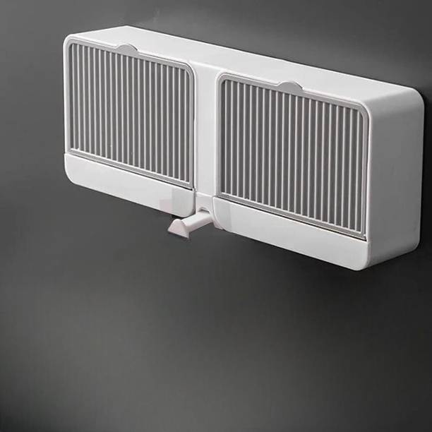 घनु Double Bar Soap Dish with Drainage Box, Premium Plastic Soap Holder, Soap Saver for Shower