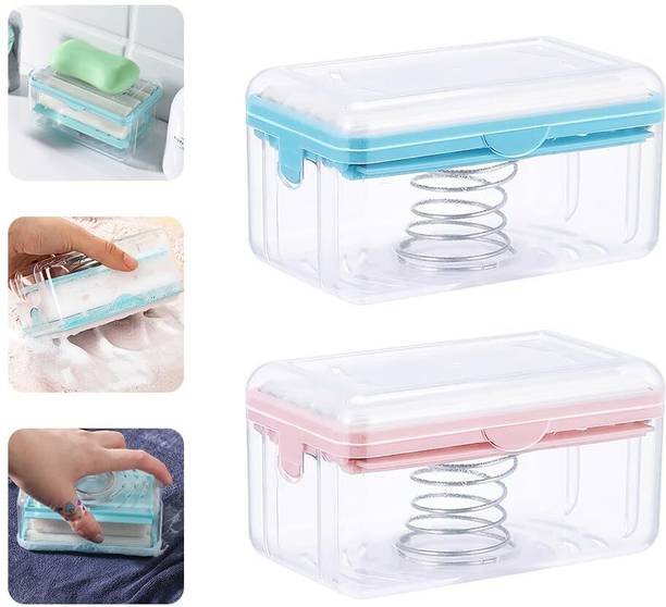 MAYCREATE Elastic Mesh Soap Lathering Box Soap Saver Foam Generator Hands Free Holder