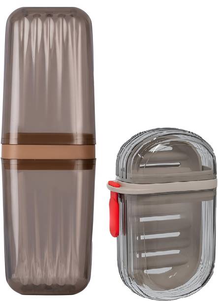 क्राफ्टबिन Combo of Travel Soap Box, Soap Case and Portable Travel Toothbrush Holder Combo