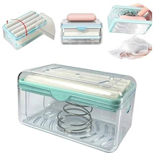 SATSUN ENTERPRISE Soap Dish Laundry Rolling Soap Box Portable Soap Bar Box Dispenser