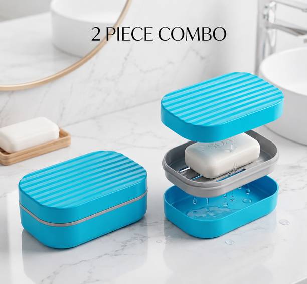 NIRVAYAENTERPRISE Dry Soap Dish Organizer | Set of Two Smart Drain Soap Boxes