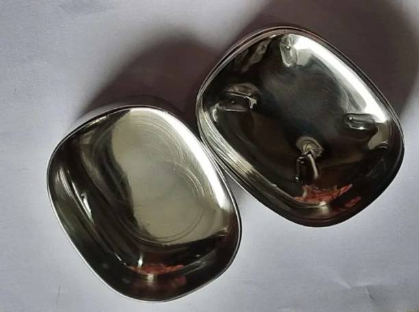 पमव Steel Soap Box - Metal Soap Tin - Oval Shape - 2 Metal Soap Boxes
