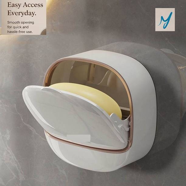 M Y Wall Mounted Soap Holder with Lid | Self-Draining Soap Case for Bathroom&Kitchen