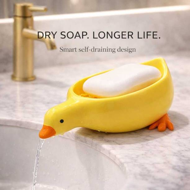 IENARA Duck Soap Dish Holder Stand Case Sabundani Box for Bathroom Kitchen Washroom