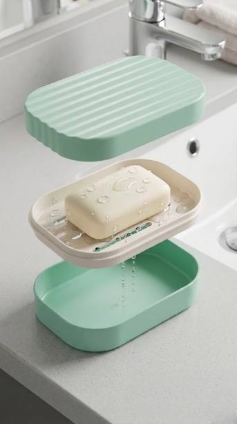 NEXVORA ZONE Three Tier Soap Storage Box with Removable Drainage Tray (Pack of 1)
