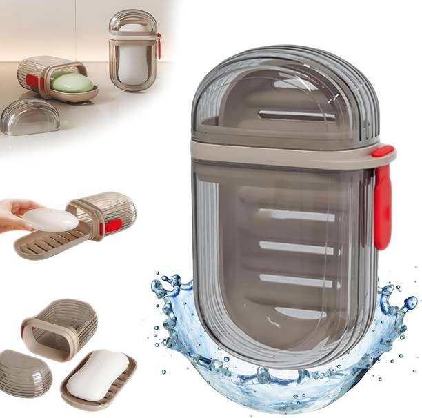 Glitzify Travel Soap Box Plastic Transparent Waterproof Portable Soap Dish Box for Travel