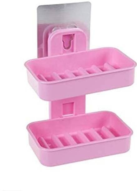 zvonko Plastic 2 Layer Wall Mounted Bathroom Soap Holder Storage Organizer