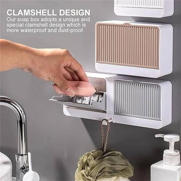 LILA ENTERPRISE No-Drilling Clamshell soap Box Wall-Mounted .