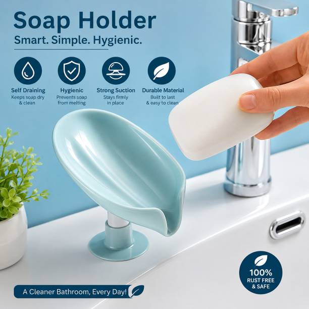 THEBABUTRADER Soap Holder Leaf Shape Soap Box Drain Soap Holder Bathroom Accessories Suction