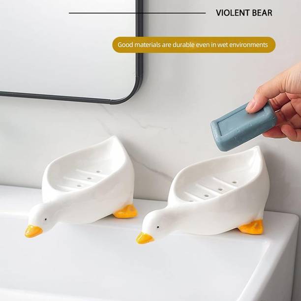 Sokmak 2PC Soap Box Case Decoration Ventilated Multipurpose for Toilet Bathroom White