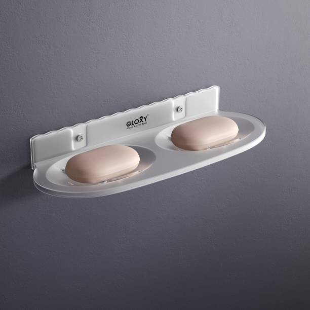 GLOXY Wall Mounted Double Soap Dish/Soap Holder/Soap Stand for Home Kitchen & Bathroom