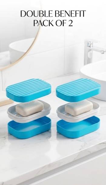 NZ ENTERPRISE Portable Soap Box with Drain Insert | Twin Soap Storage Set
