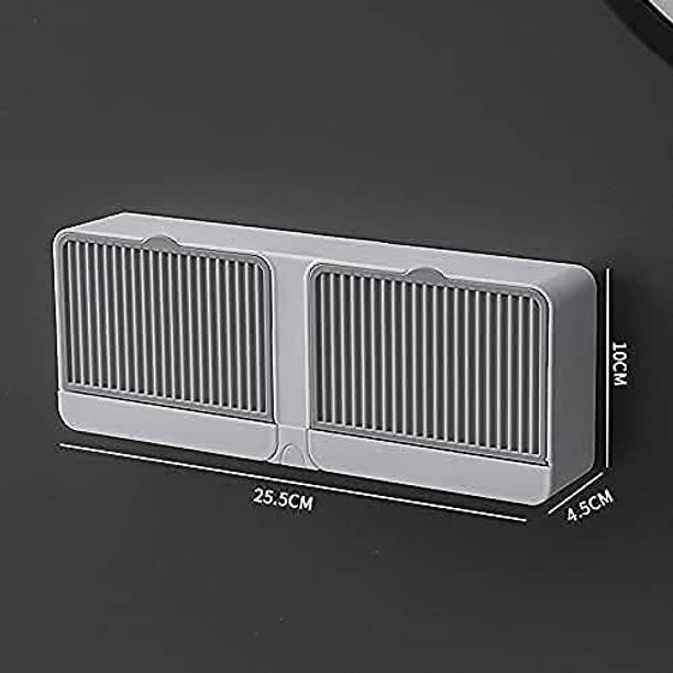 कविद New Creative Wall Mounted Soap Box with Lid Double Grids Soap holder