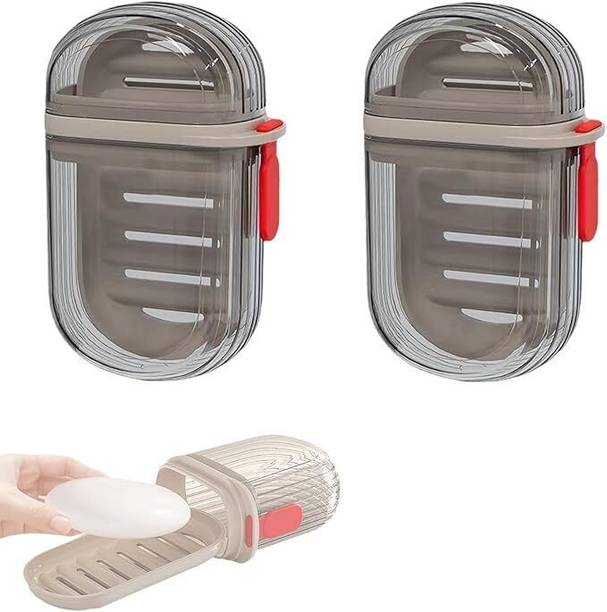 MeeTo (Pack of 2) Soap Container with Lid, Portable Bar Soap Holder for Traveling