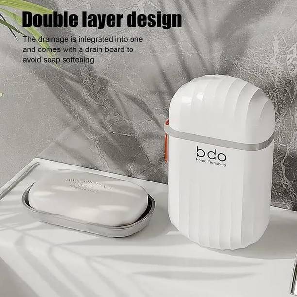 beautiloon Leakproof Travel Soap Box Case with Lid Draining Soap Bar Holder