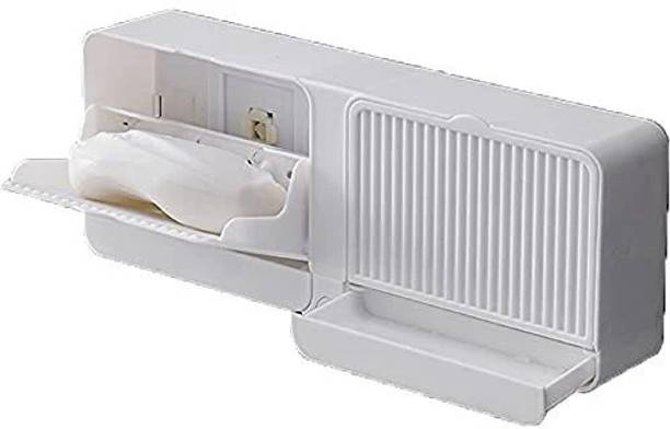 Laxvila Plastic Wall Mounted Double Bar Bathroom Soap Holder Soap Box with Lid