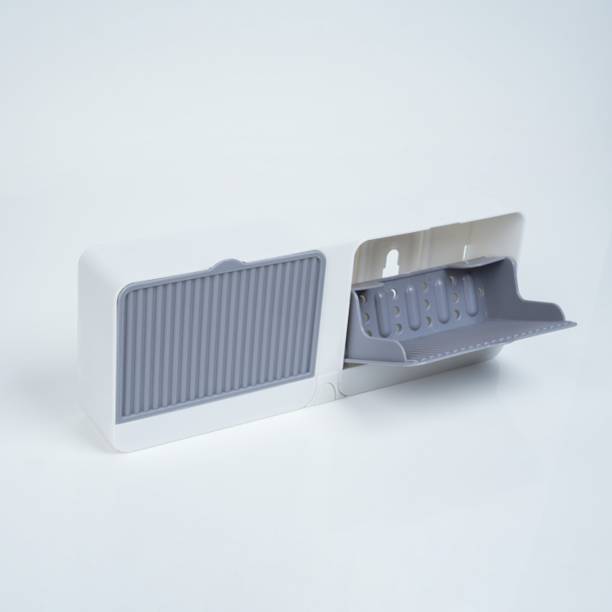 RTURO No-Drilling Wall Mounted Soap Box with Double Soap Holder & Drain Tray