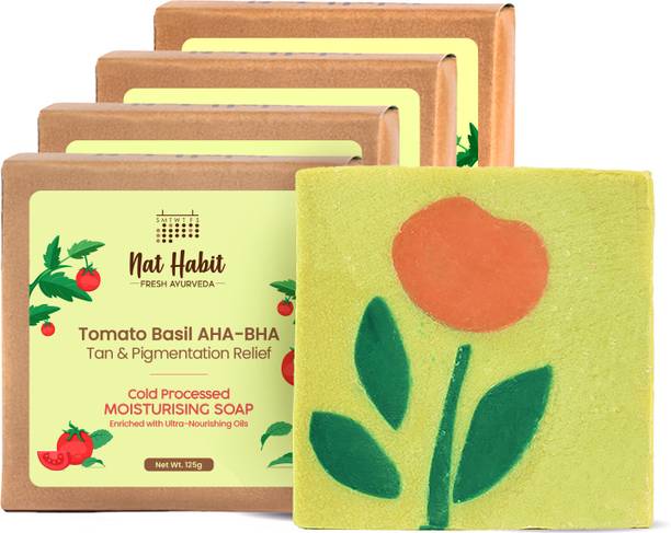 Nat Habit Tomato Basil Tan Removal Soap for Glowing Skin Cold Pressed Bath Soap