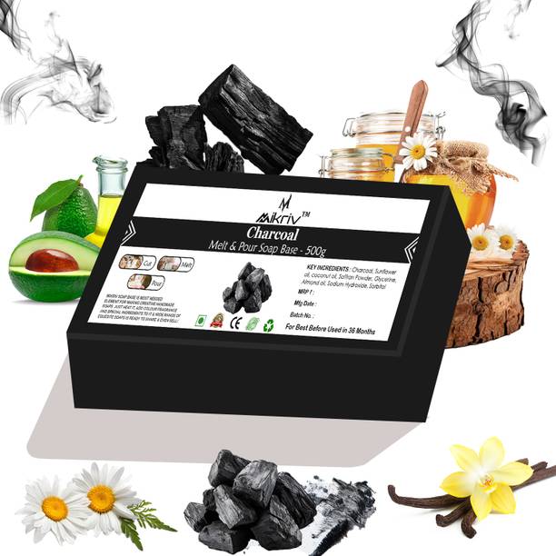 MIKRIV Natural Charcoal Soap Base – Deep Cleansing & Detoxifying Soap Making Base