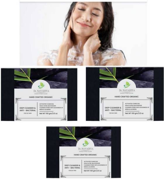 Dr. NAvadiya 3 Soap Charcoal Combo Pack For Bathing & Face Glowing For Men & Women