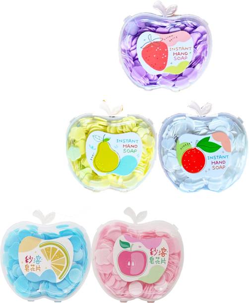 MOSKLIN Apple Shape Paper Soap with Fragrance For Travel, Bath & Hand Wash Pack of - 5