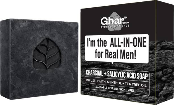 Ghar Soaps Charcoal Soap for Men | Fights Body Odor, Controls Oil & Body Acne | Deep Detox