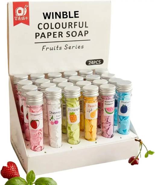 Winble Paper Soap Sheets 24Pc Combo | Travel Hand Wash Pocket Mini Soap Tubes