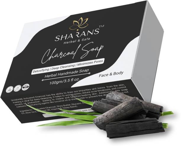 Sharans Activated Charcoal & Aloe Vera Soap With Essential Oils