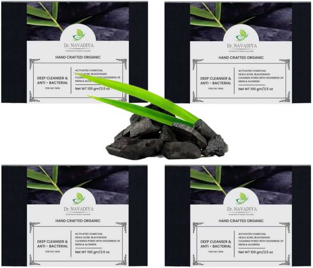 Dr. NAvadiya Charcoal 4 Soap Combo Pack Natural Handmade & Dirt Removal For Men & Women