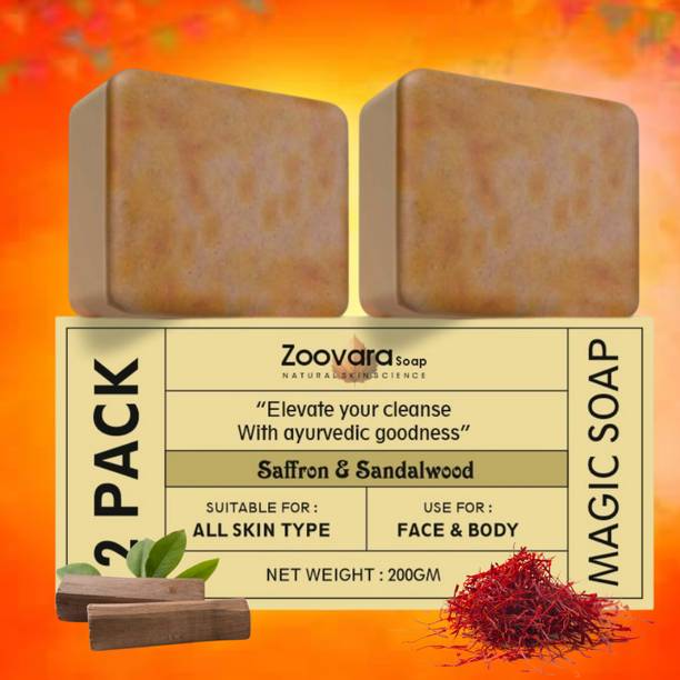 zoovara Magic Soap Sandalwood and Saffron Soap for Silky Soft Radiance.