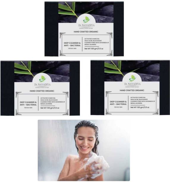 Dr. NAvadiya 3 Pack Of Charcoal Soap For Skin Brightening & Dirt Removal