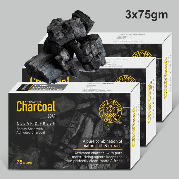 YUAR ESSENTIAL INDIA Bar for Men and women, Long Lasting Freshness charcoal Soap