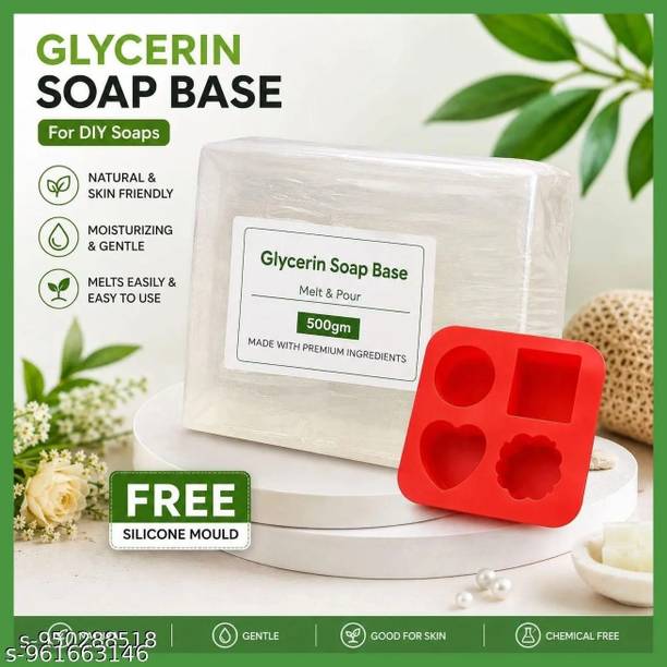 earthmuse Clear Transparent Glycerin Soap Base Kit with 1 Mould | Melt & Pour DIY Soap