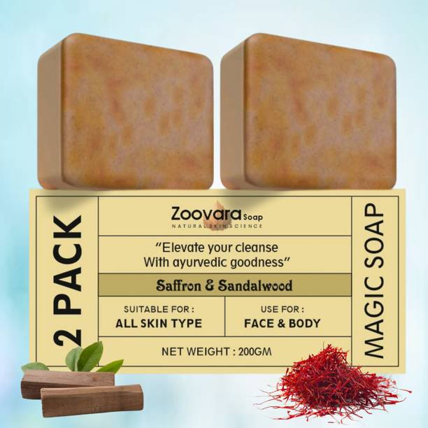 zoovara Magic Soap Sandalwood and Saffron Soap for Silky, Soft Freshness.