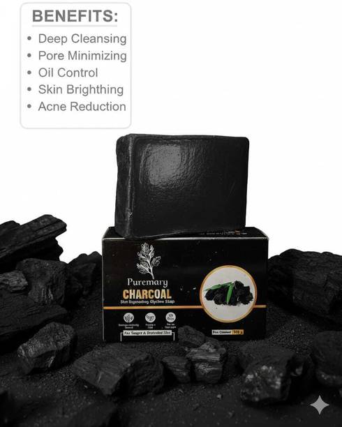 Puremary Premium Charcoal Bath Soap Bar for Men & Women | Skin Brightening & Tan Removal