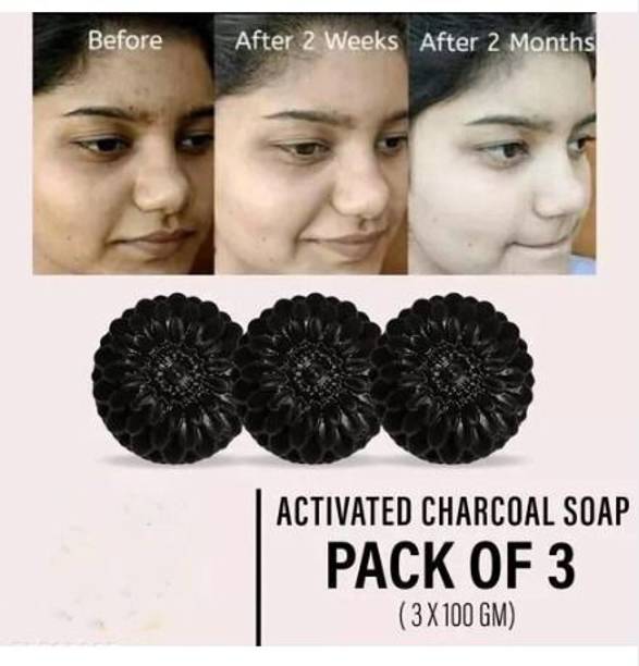 Kalah Herbals ACTIVATED CHARCOAL Natural Hand Made Soap Pack of 3