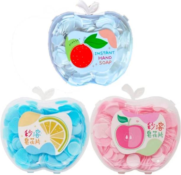 ghorela 3 Travel Apple Shape Paper Soap Bath & Hand Wash Pack of 3
