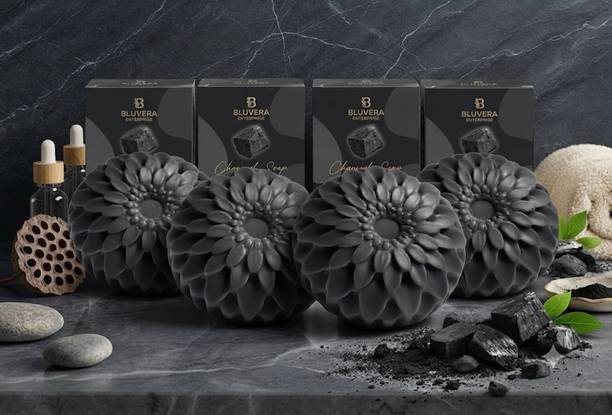 BLUVERA ENTERPRISE Charcoal Soap for Men & Women | Activated Charcoal Deep Cleansing Soap