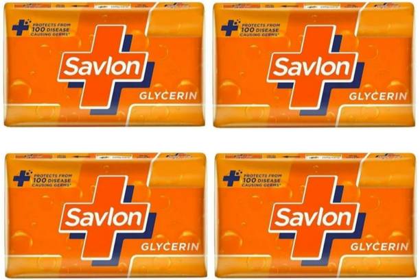 Savlon Glycerin Soap Bar With Germ Protection, Soap Pack of 4 pc.
